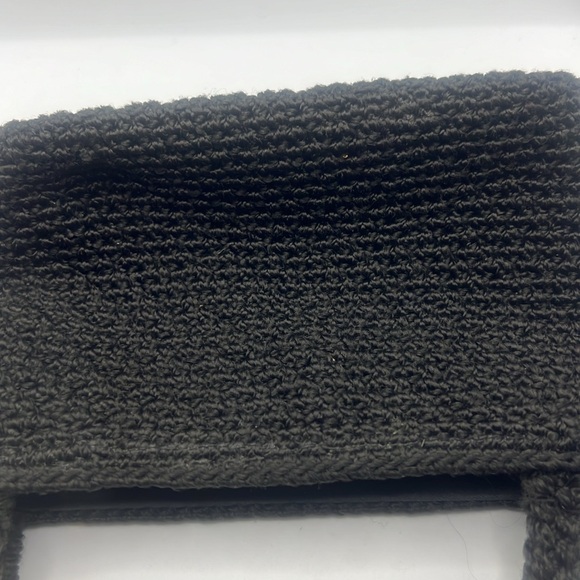 The Sak Elliot Lucca black crocheted mini top handle bag/purse small size zipper - Picture 12 of 16
